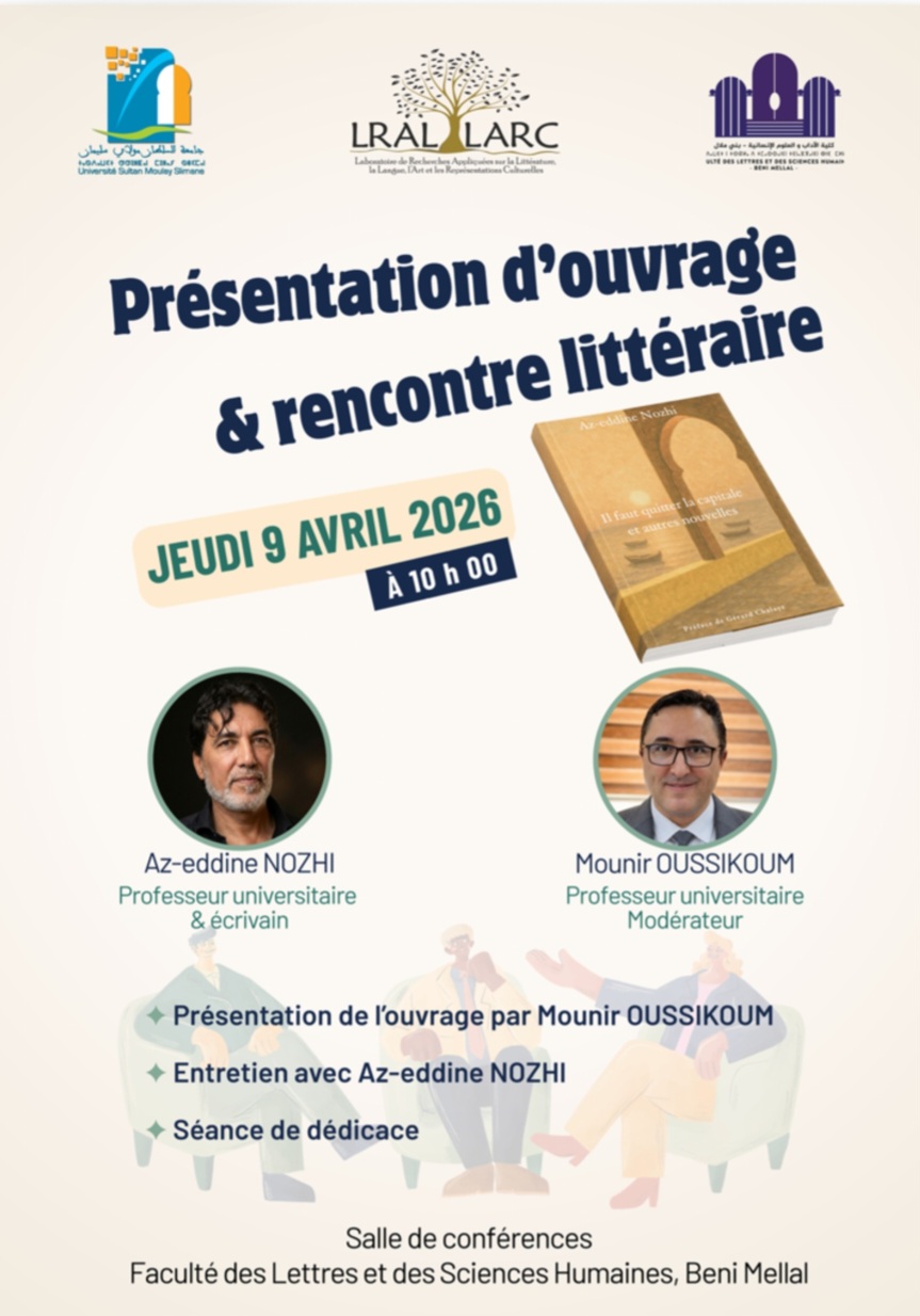 Rencontre littéraire autour du recueil Il faut quitter la capitale et autres nouvelles de Az-eddine Nozhi